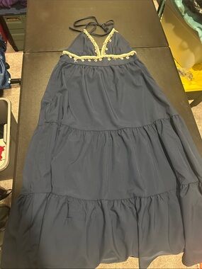SHEIN Navy Maxi Dress with Cream Trim